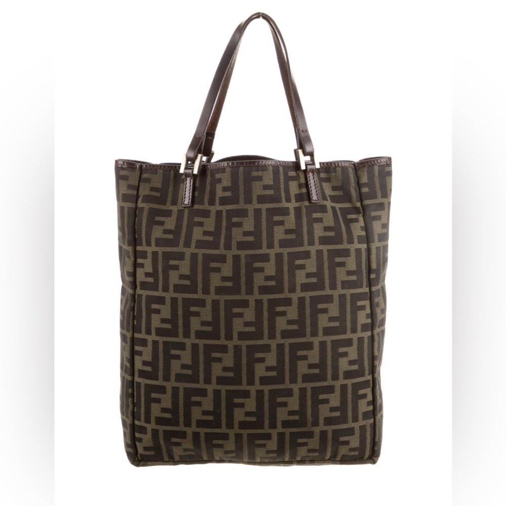 Fendi Brown FF Logo Canvas Tote Bag